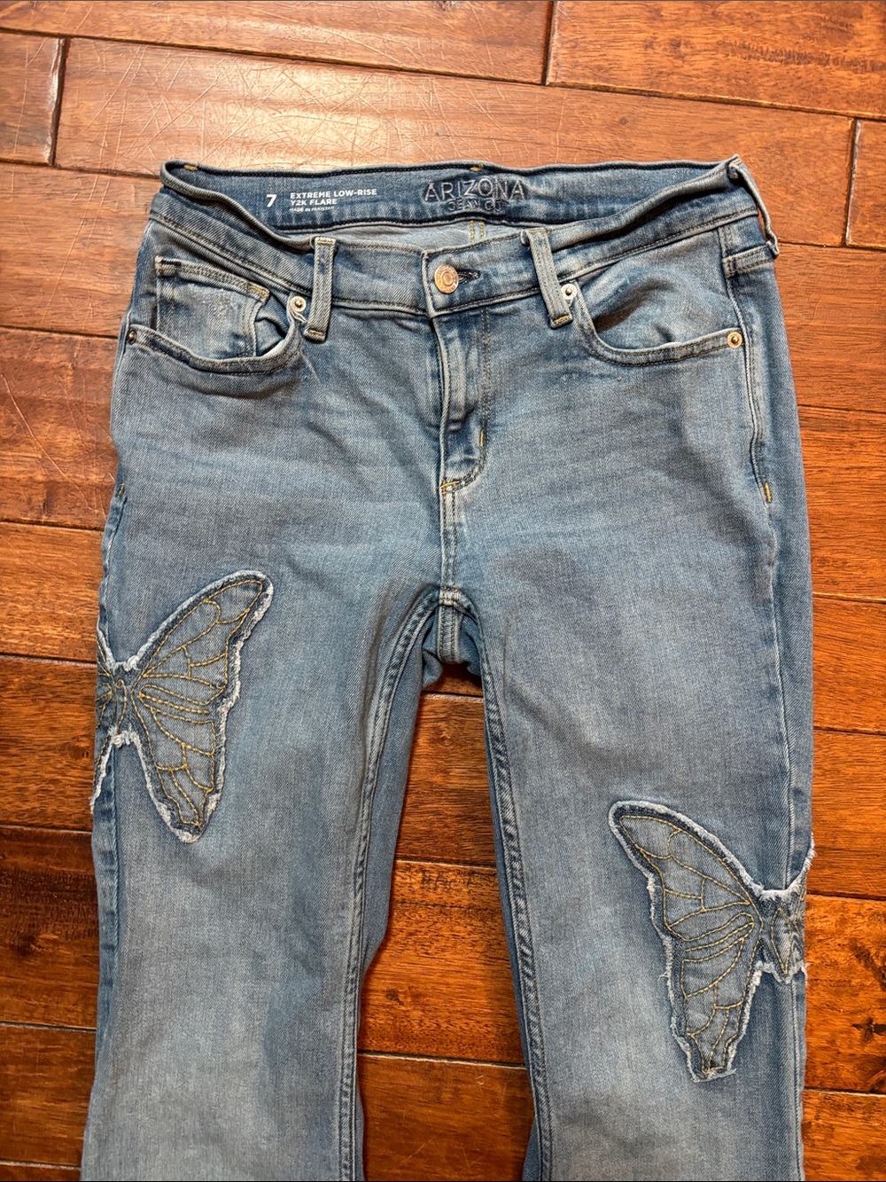 Y2K Woman’s Butterfly flare leg Jesns Sz 7 - Picture 3 of 6